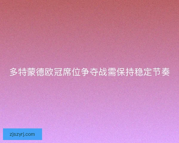 多特蒙德欧冠席位争夺战需保持稳定节奏
