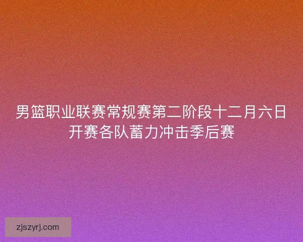 男篮职业联赛常规赛第二阶段十二月六日开赛各队蓄力冲击季后赛 男篮职业联赛常规赛第二阶段十二月六日开赛各队蓄力冲击季后赛